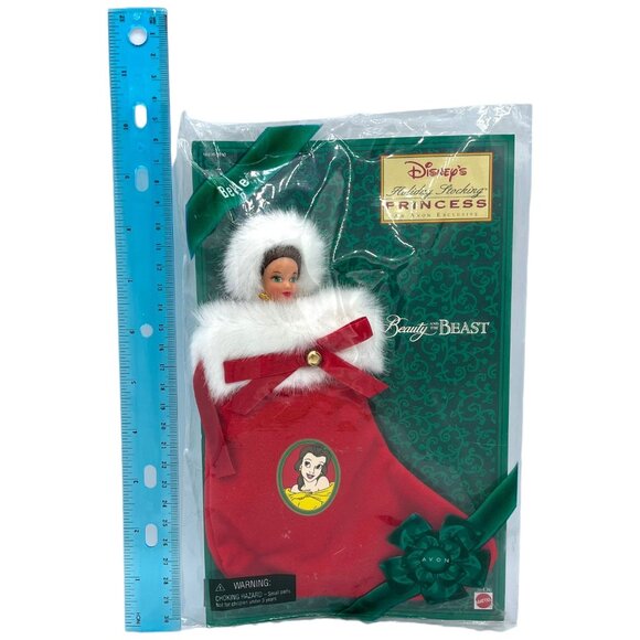 Disney Holiday Stocking Princess Belle Doll In Red Christmas Stocking By Avon - Picture 2 of 9